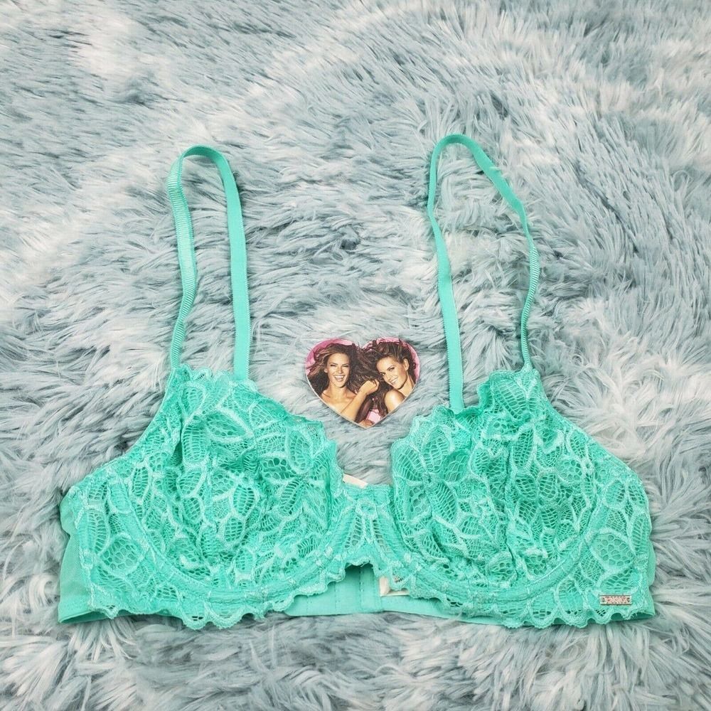 Victoria's Secret Pink Date Racerback Unlined Demi Green Aqua 34 C